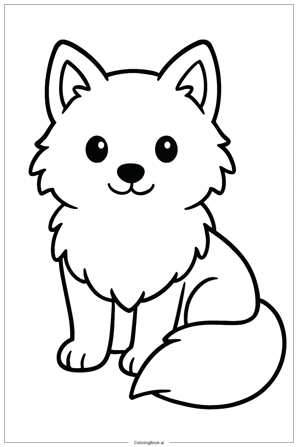  北極のふわふわしたキツネ - 北極の動物たちの塗り絵ページ 