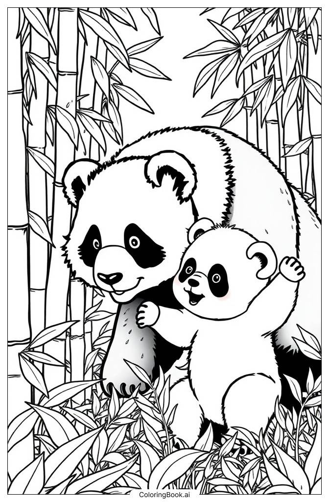  Página para colorear de Bebé Panda 