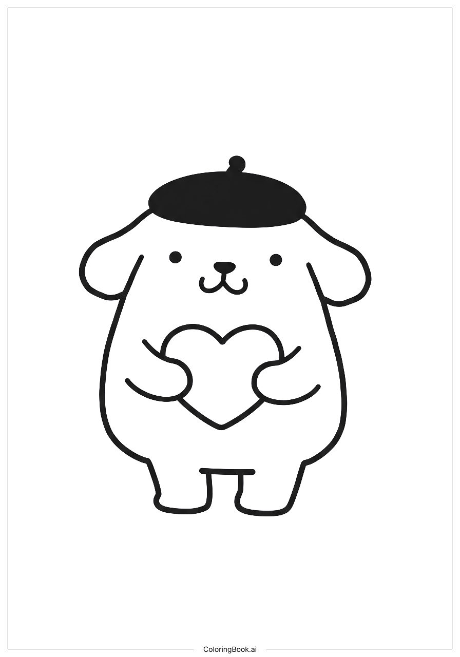  胖胖狗抱著心著色頁 