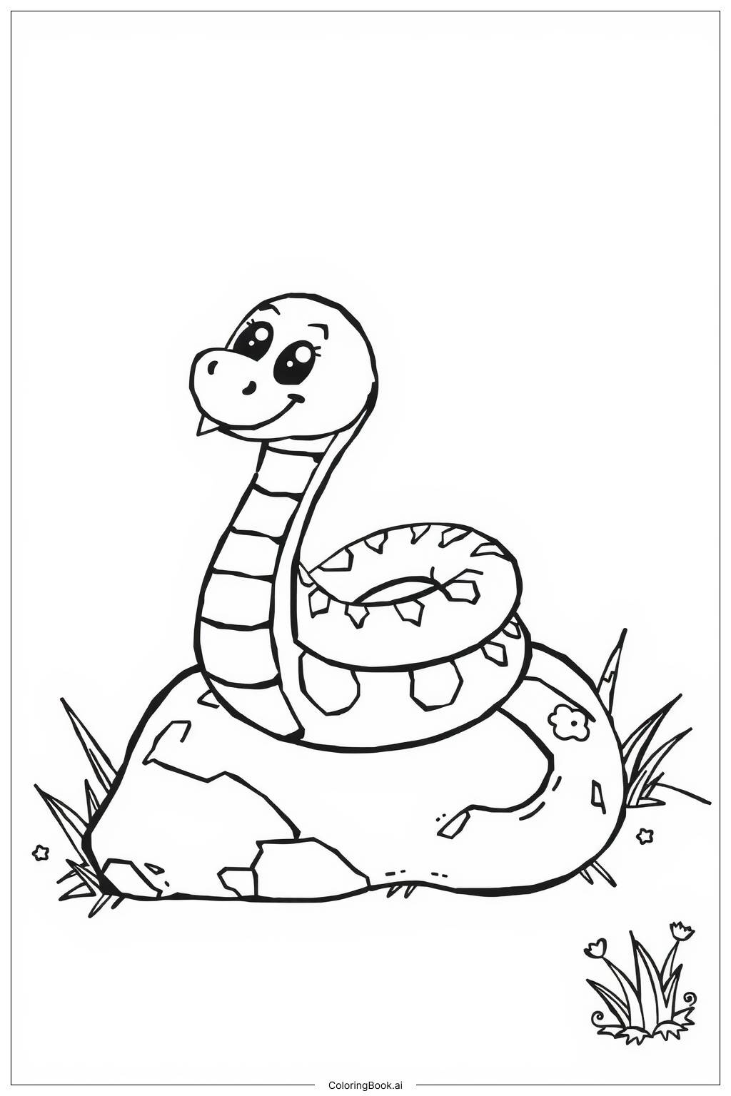  Page de coloriage Serpent enroulé facile 