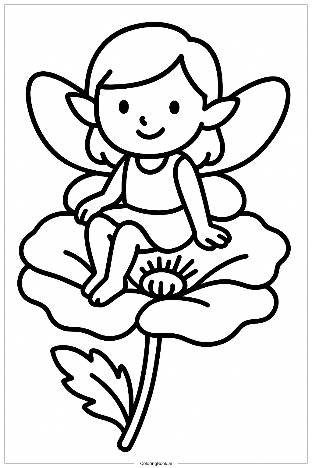  Trang tô màu Tiên Ngồi Trên Hoa Anh Túc 