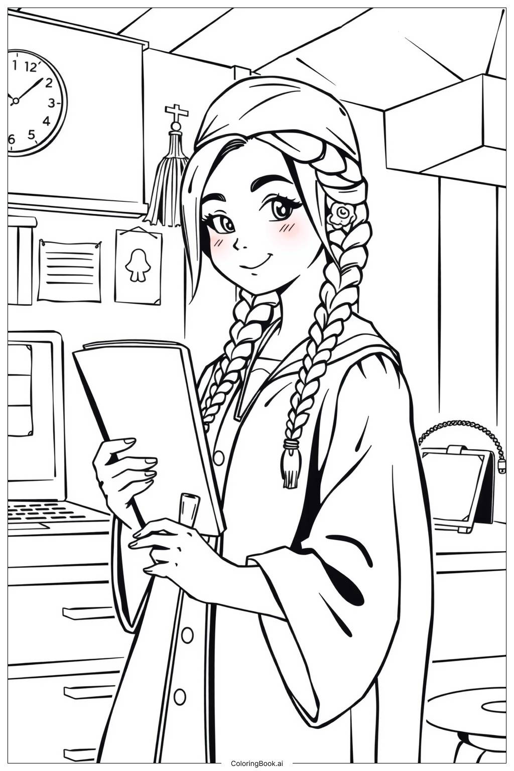  Page de coloriage Fille Noire Atteignant Ses Objectifs Dans La Vie-2 