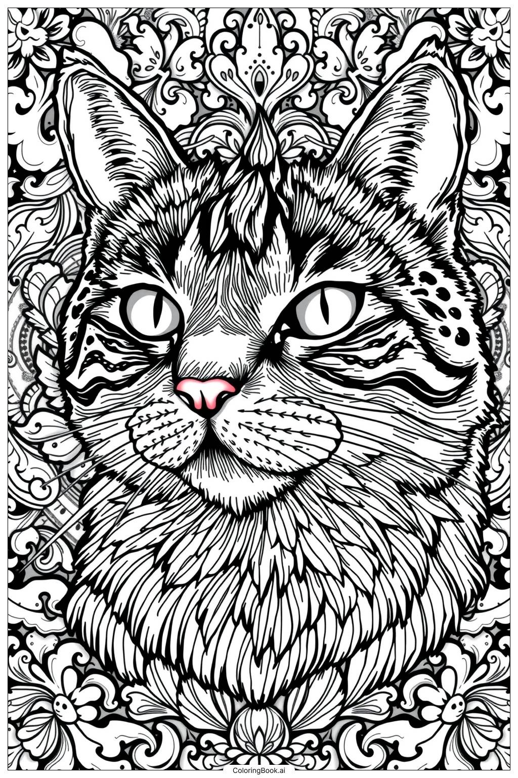  Page de coloriage Visage de chat simple 