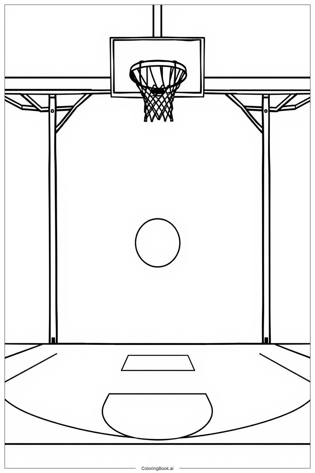  Página para colorear de líneas de la cancha de baloncesto 