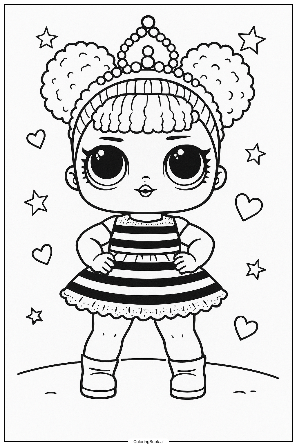 Página para colorir de Boneca Lol Queen Bee Posing