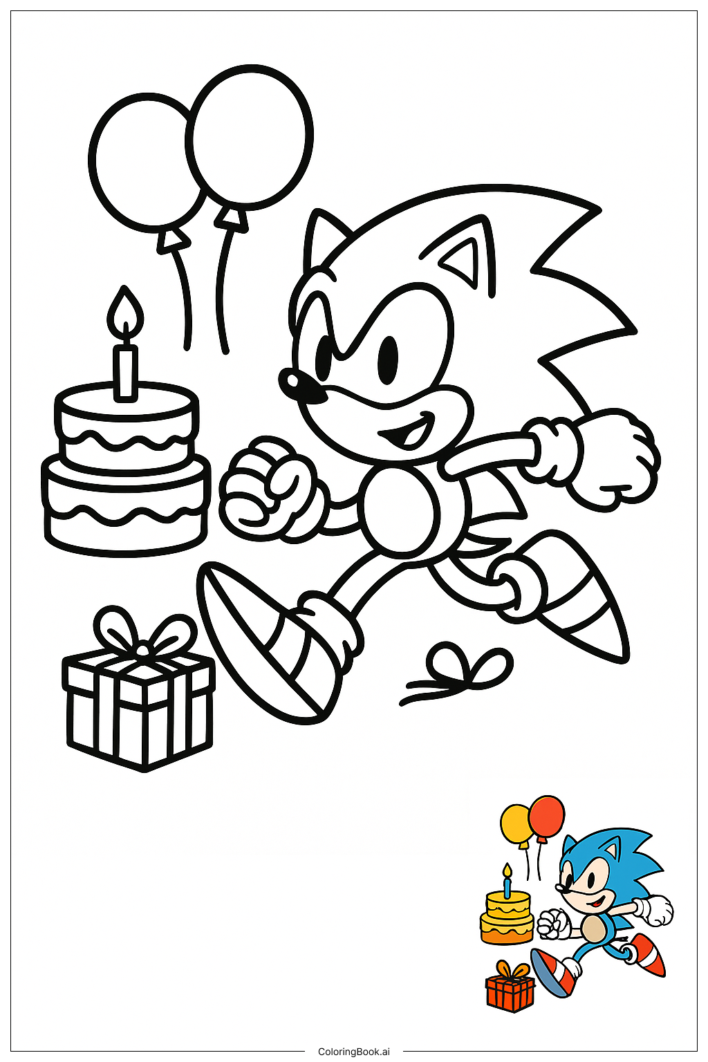  Happy Birthday Sonic Running Coloring Page 