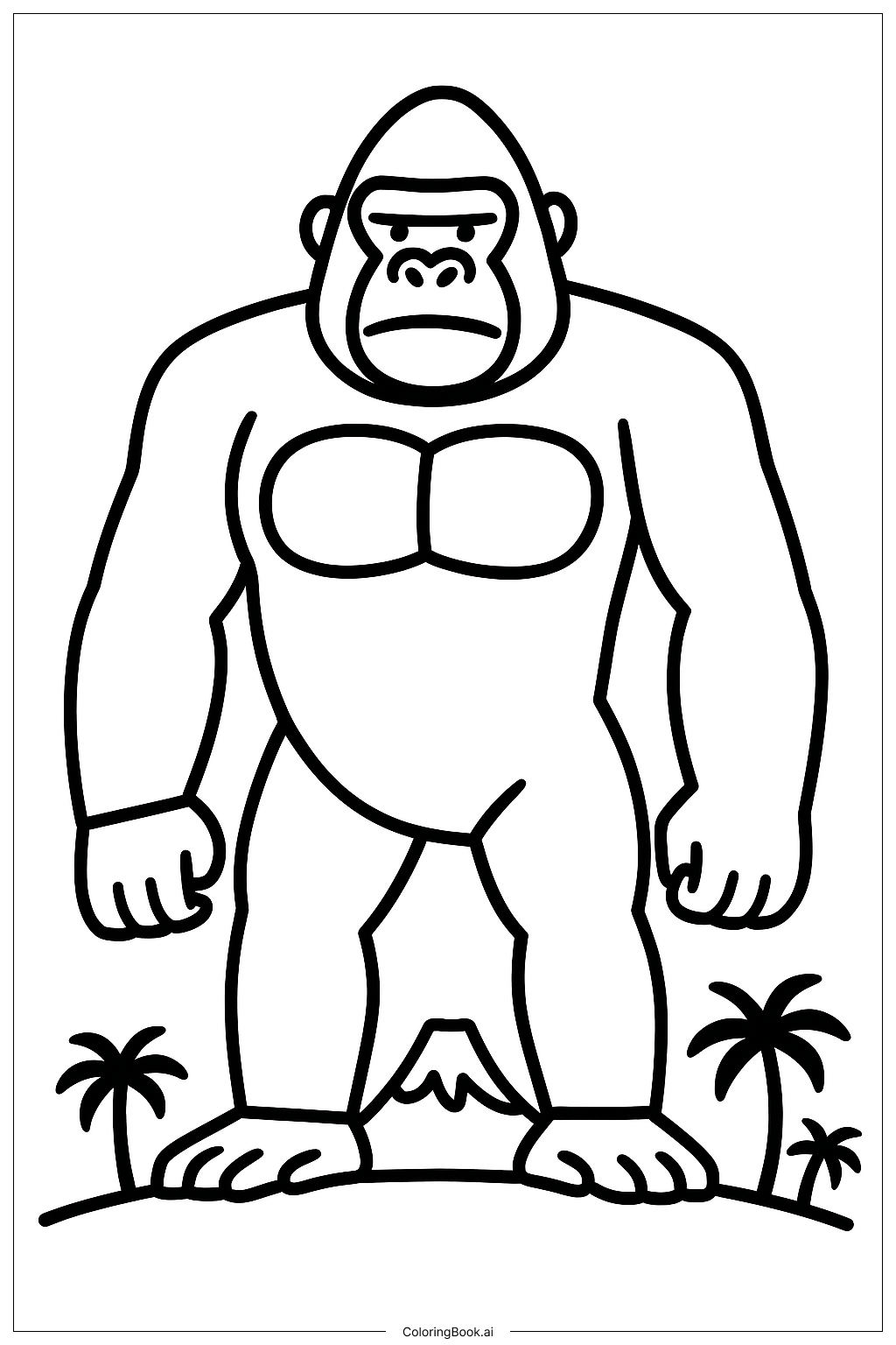  King Kong Standing Tall Over Skull Island Coloring Page 