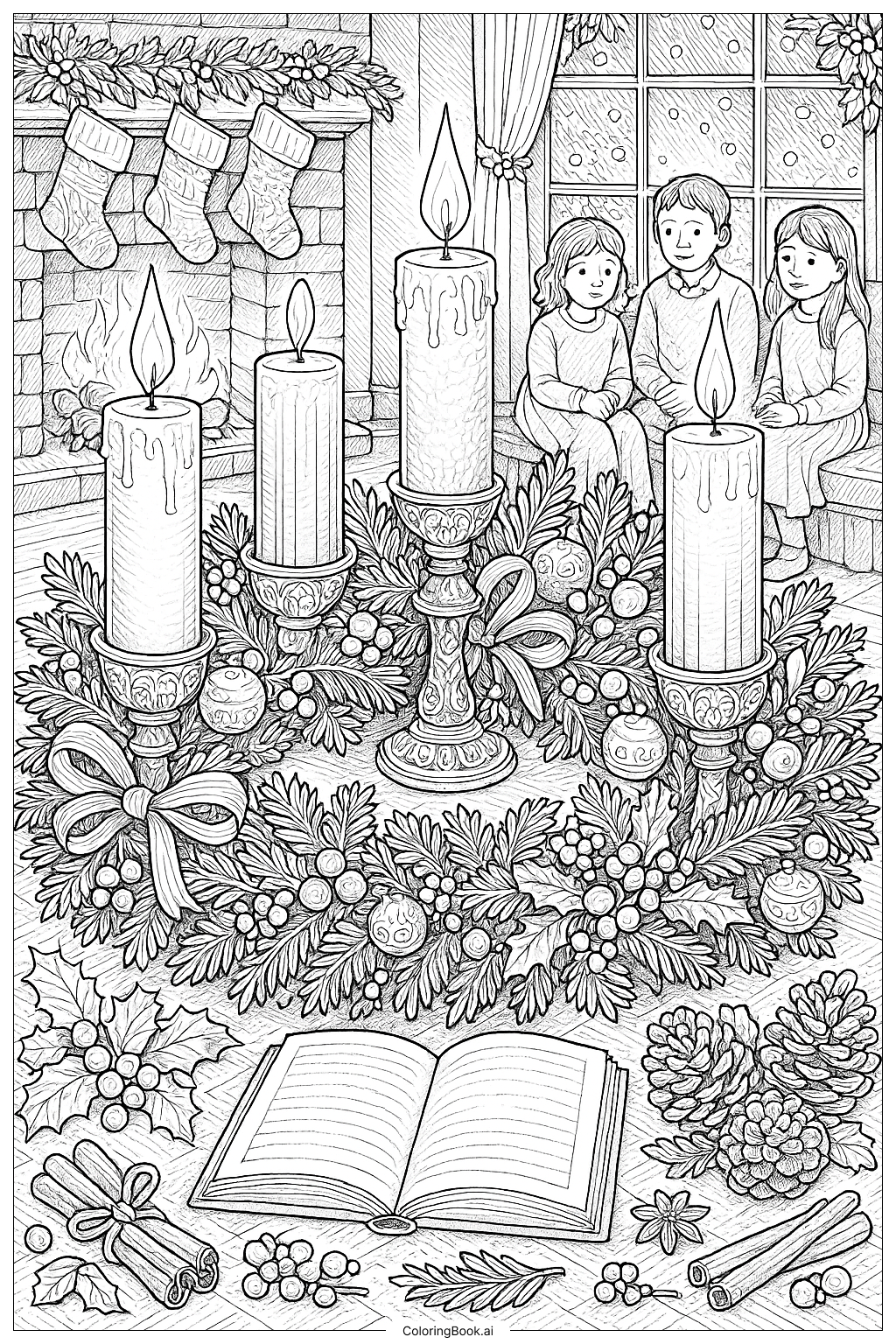  Advent Wreath Storytelling with Many Details Ausmalseite 