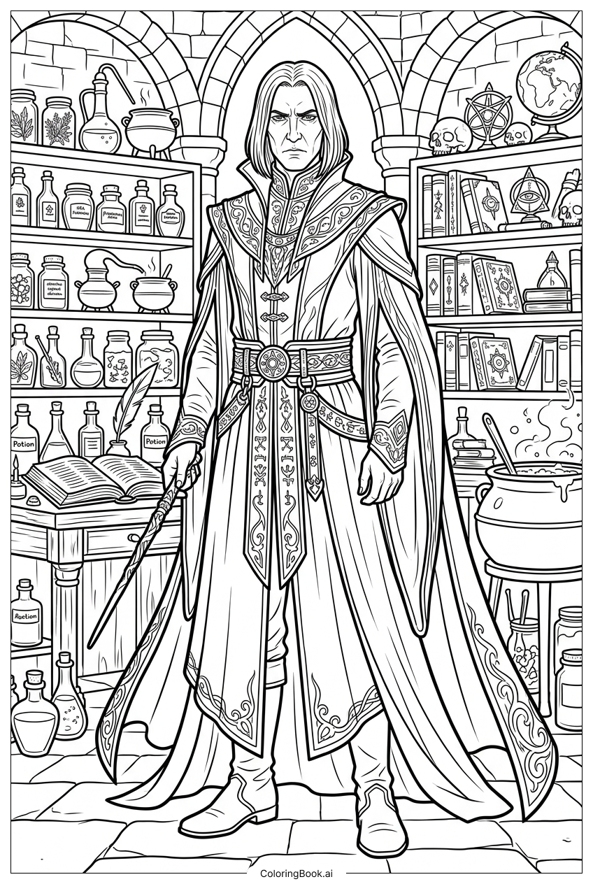 Harry Potter attending strict potions master lesson Coloring Page