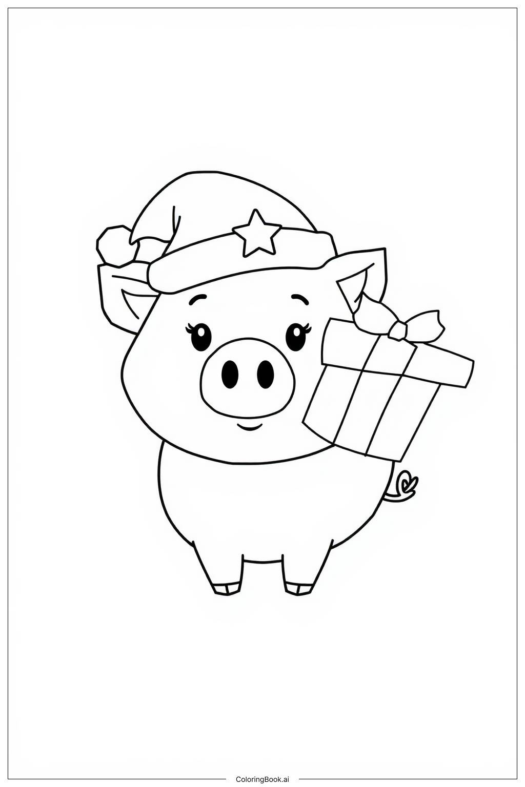  Christmas Pig with Holiday Decorations Coloring Page 