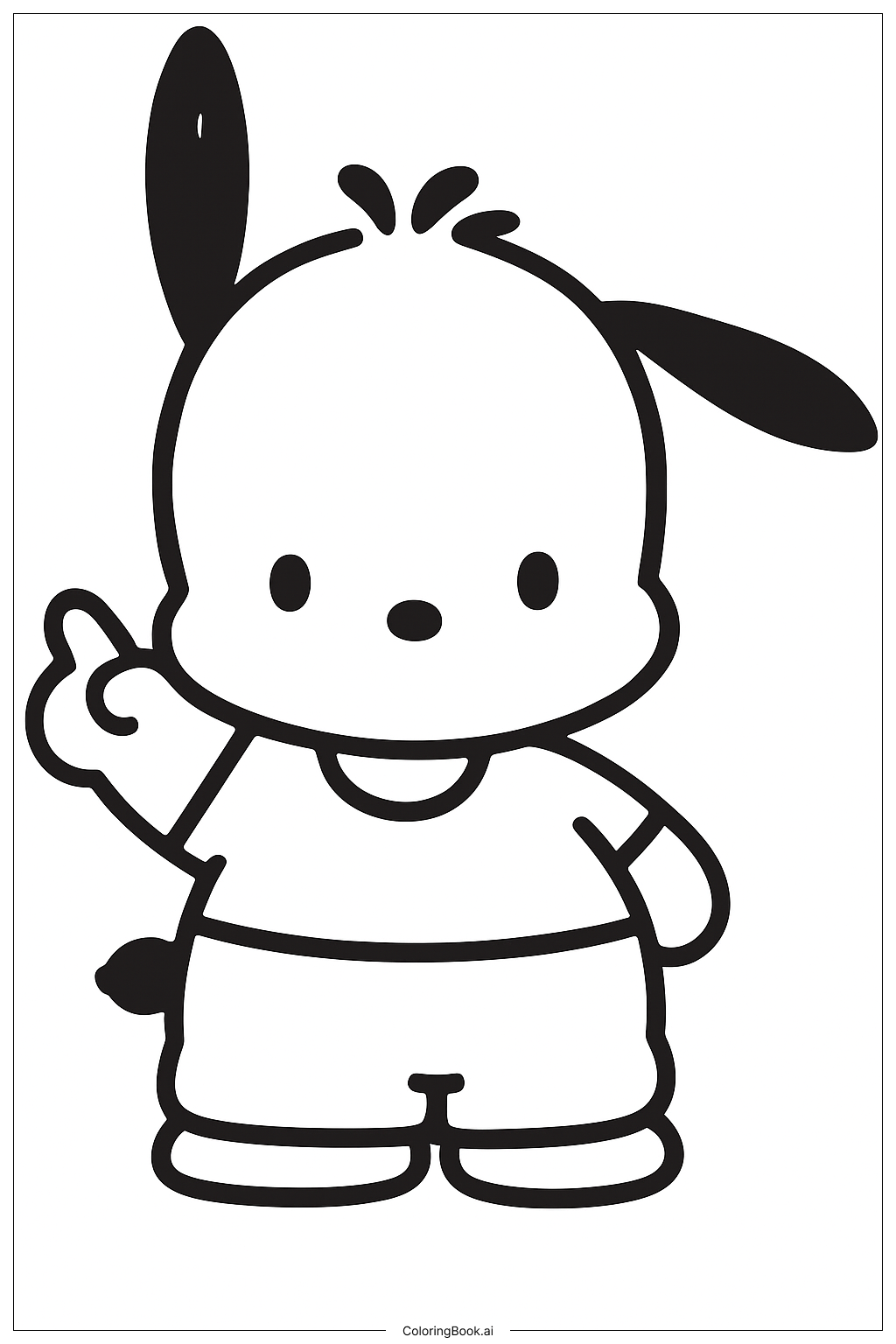  ポチャッコ　上を指さすの塗り絵ページ 