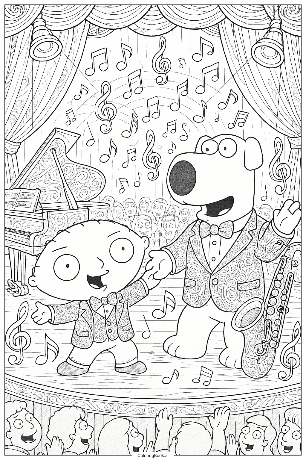  Family Guy Stewie and Brian's Musical Number Coloring Page 