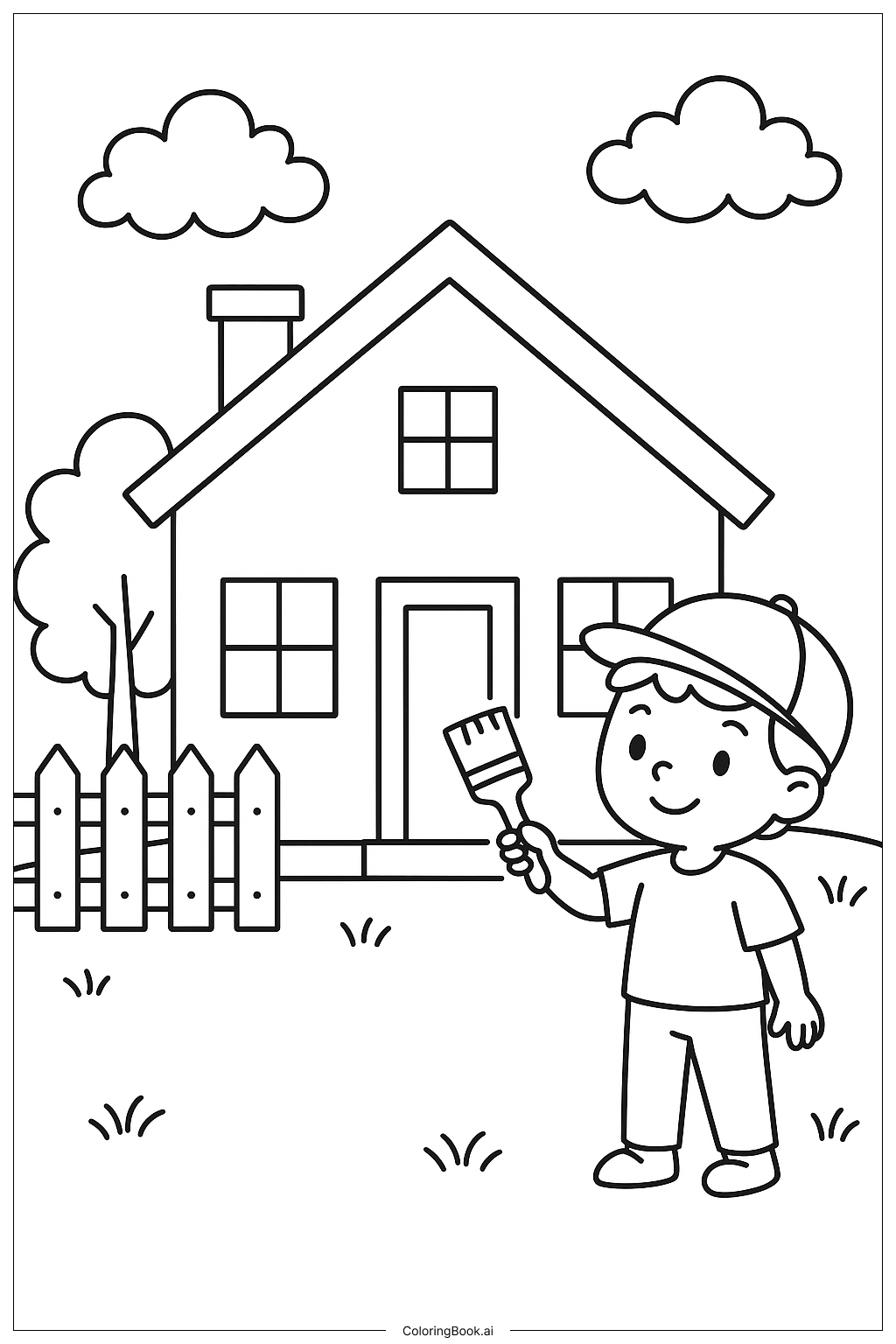 Painting a New House Coloring Page