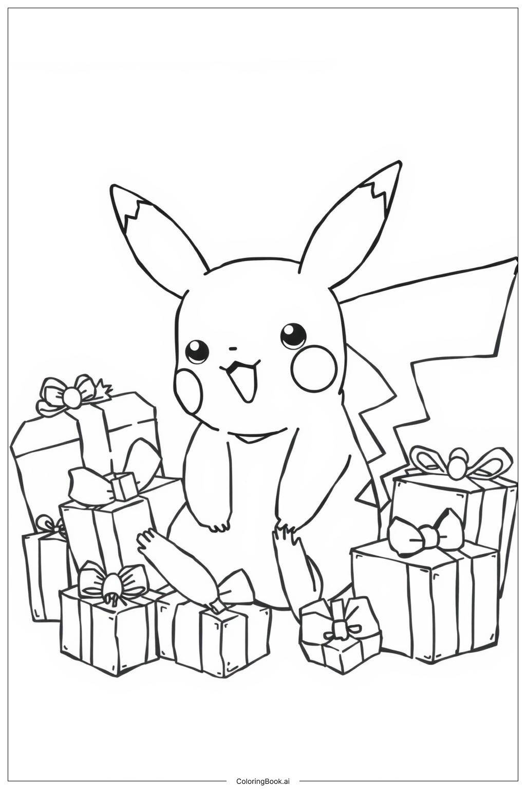  Christmas Pikachu Gifts Coloring Page 