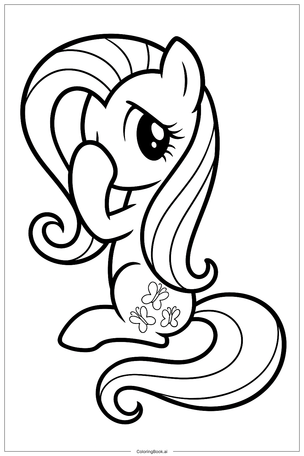  Trang tô màu Fluttershy ẩn sau bờm của cô ấy 