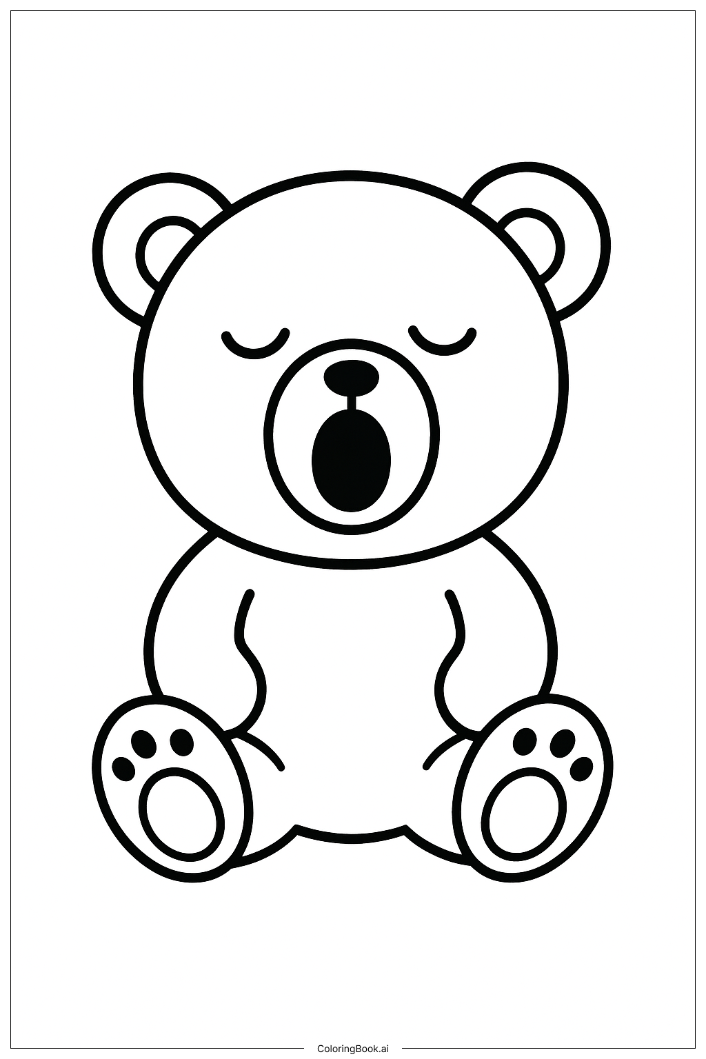  A Sleepy Teddy Bear Yawning Coloring Page 