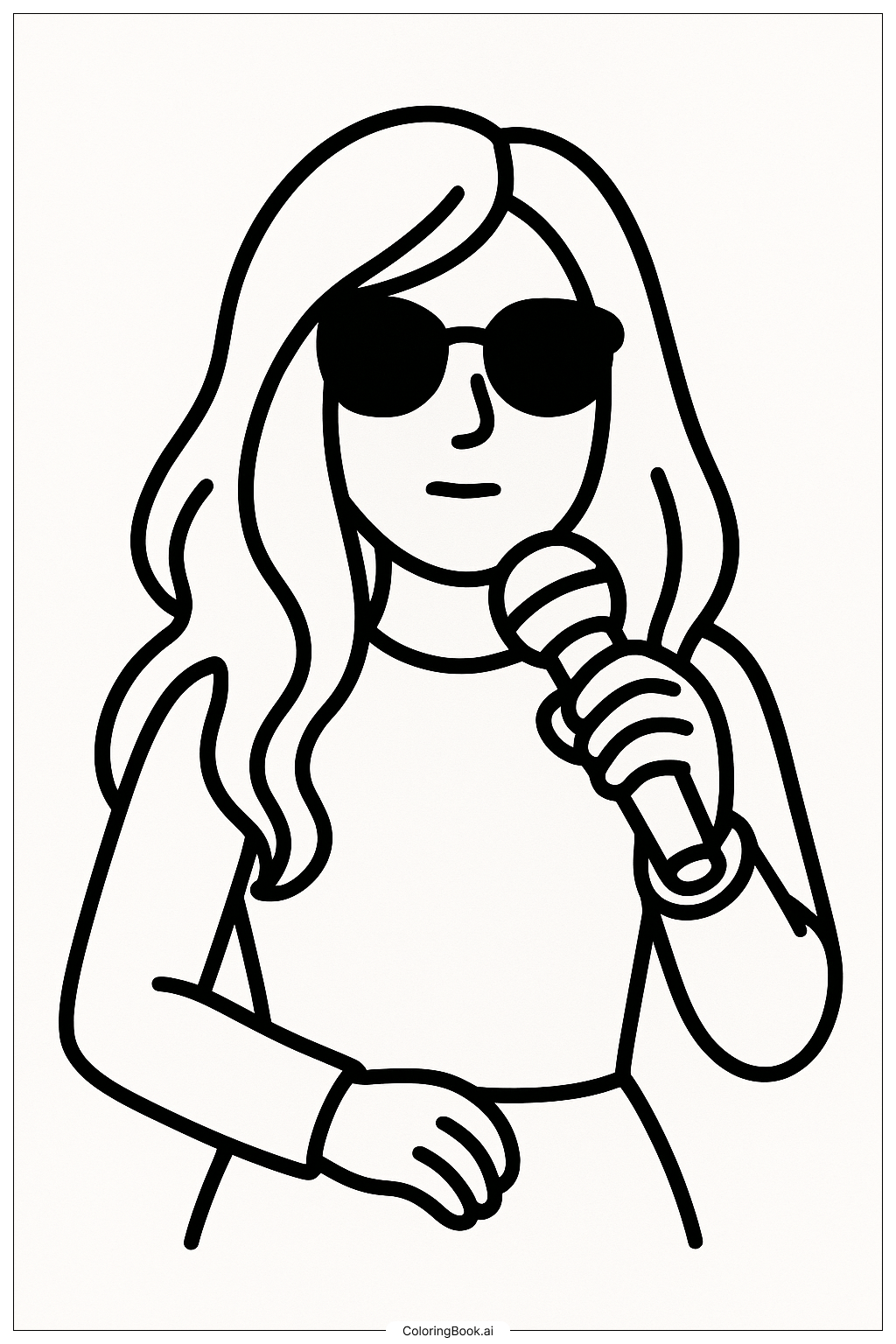  Lady Gaga Holding A Microphone Coloring Page 