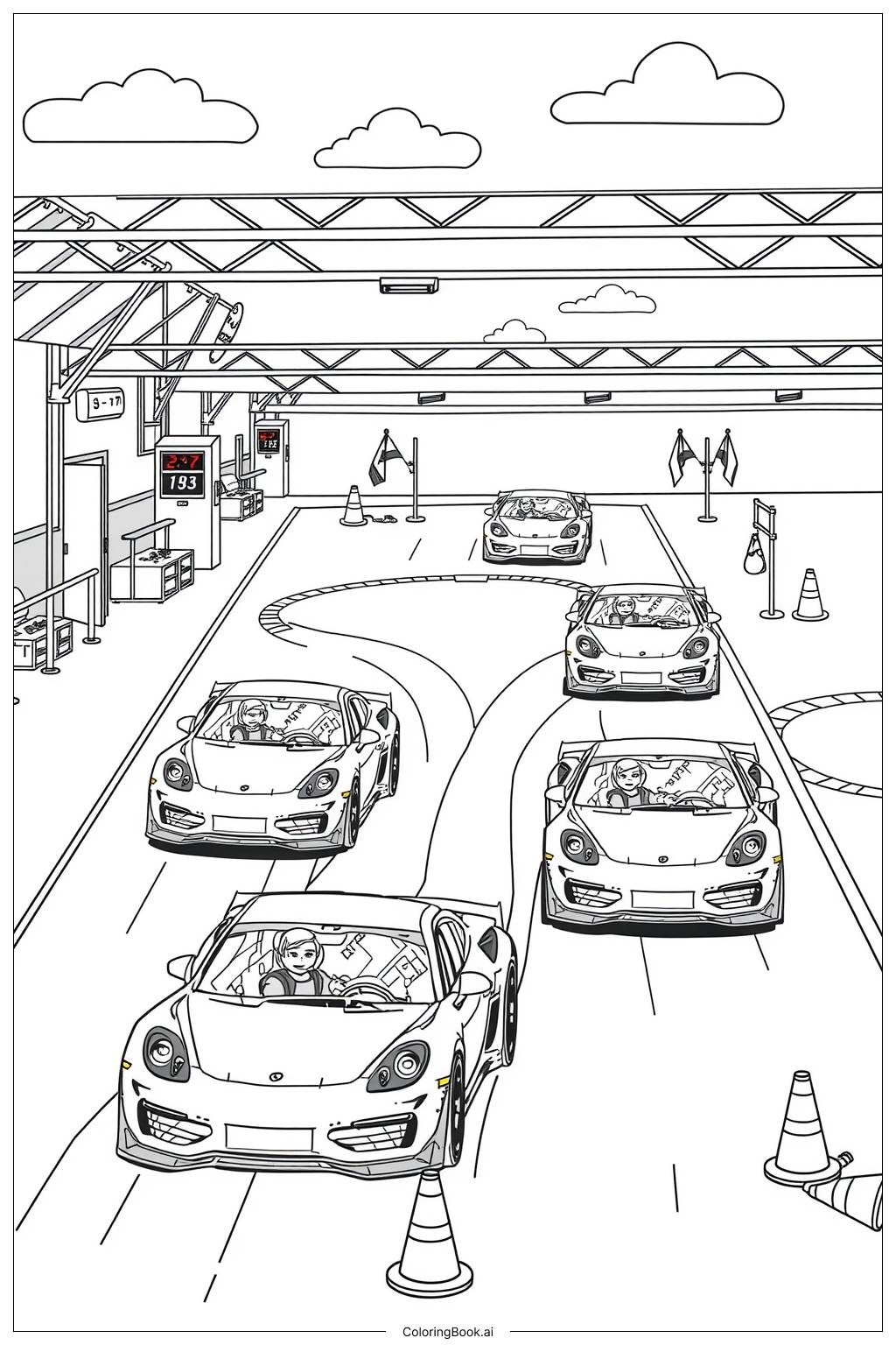  賽車學校夢想-2著色頁 