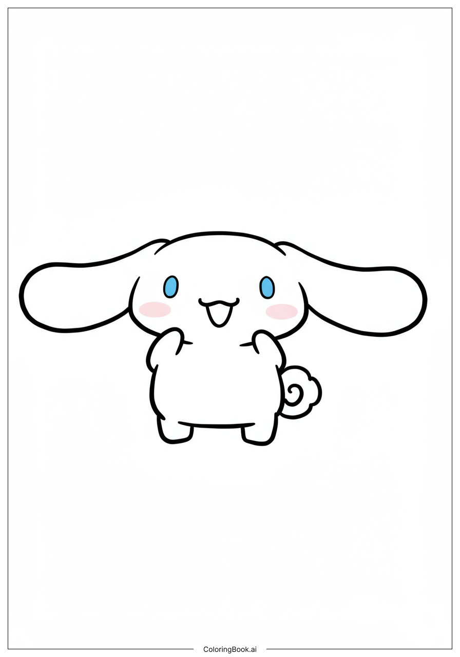  シナモロールの前足を上げたポーズの塗り絵ページ 