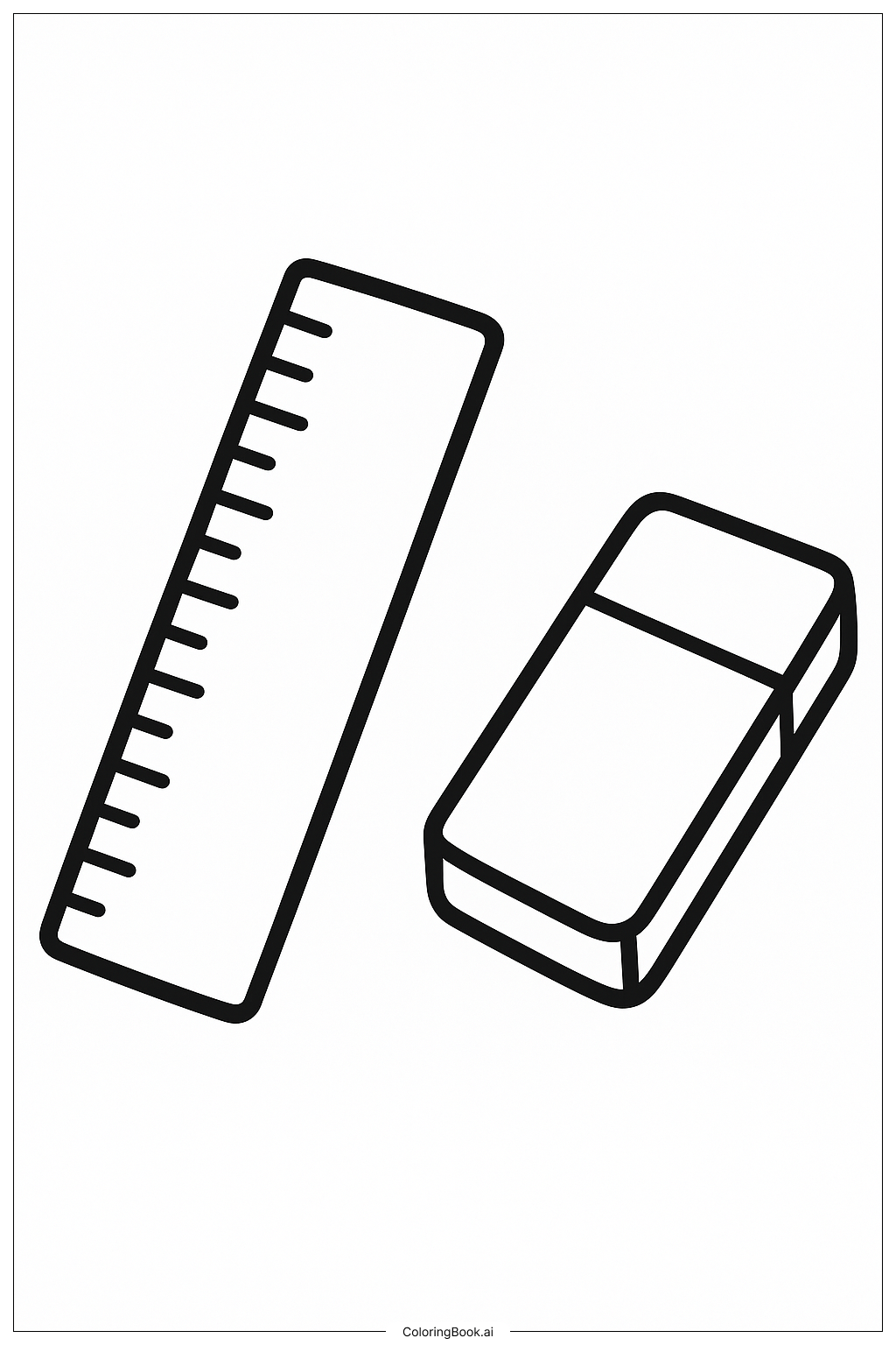  Page de coloriage Règle et gomme pour la rentrée 