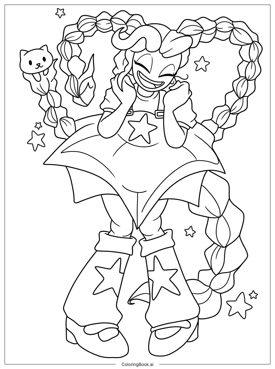  Lily Love Braids laughs with sparkly stars Coloring Page 