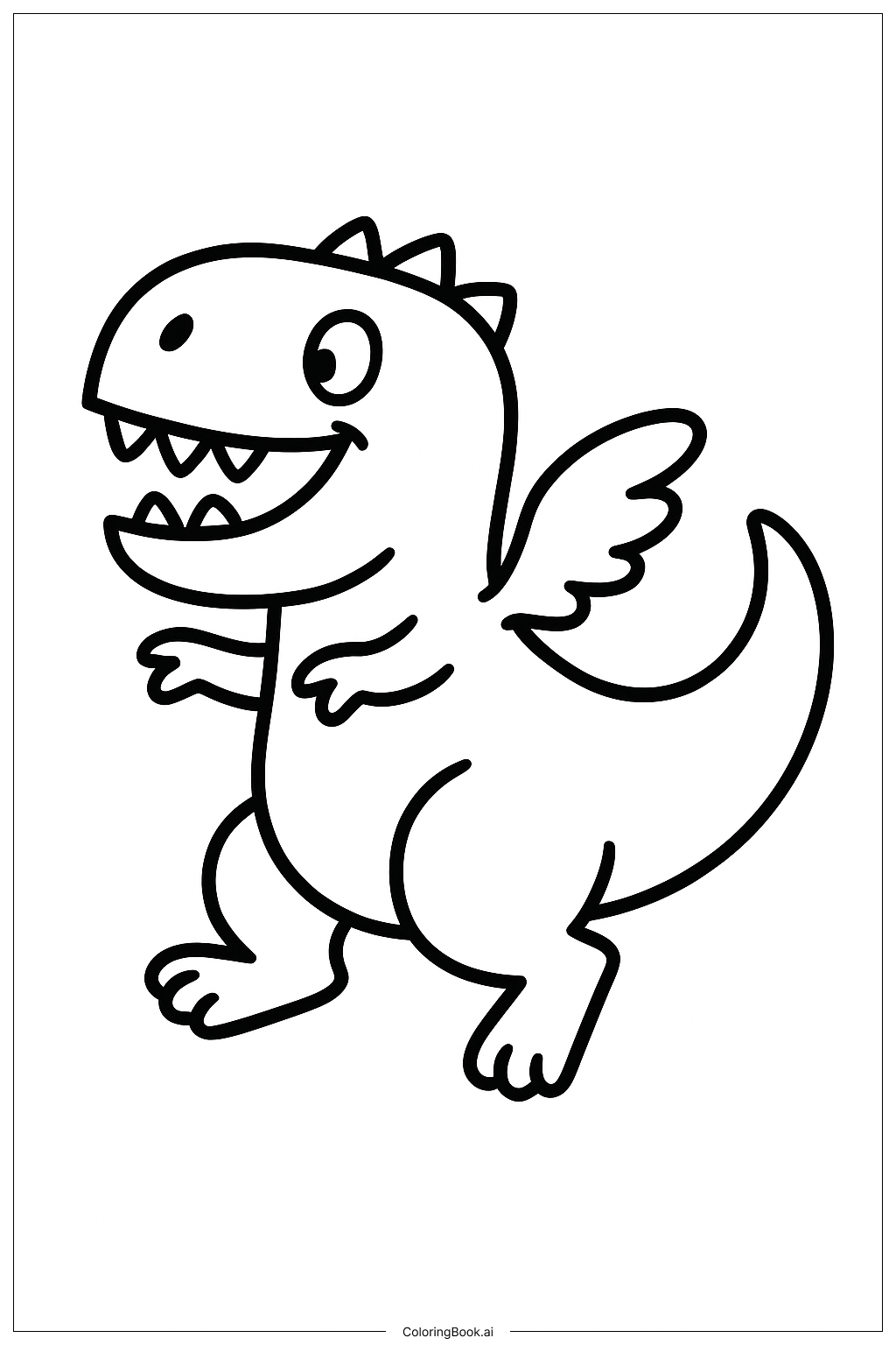  Página para colorir de T-Rex Engraçado Tentando Voar 