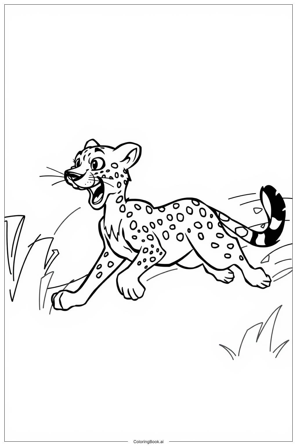  cheetah running fast Coloring Page 