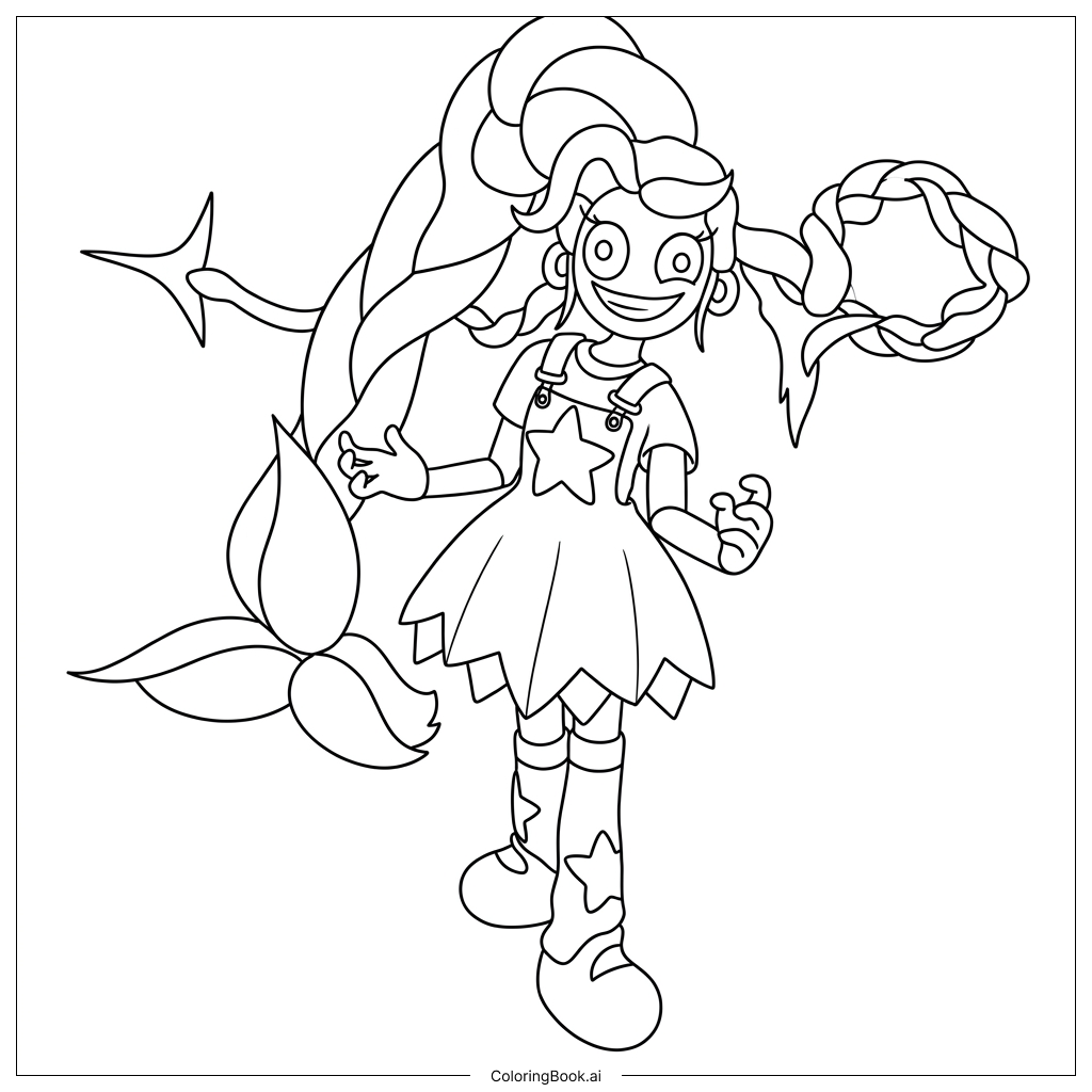 Página para colorear de Lily Love Trenzas evoca un halo de trenza en bucle