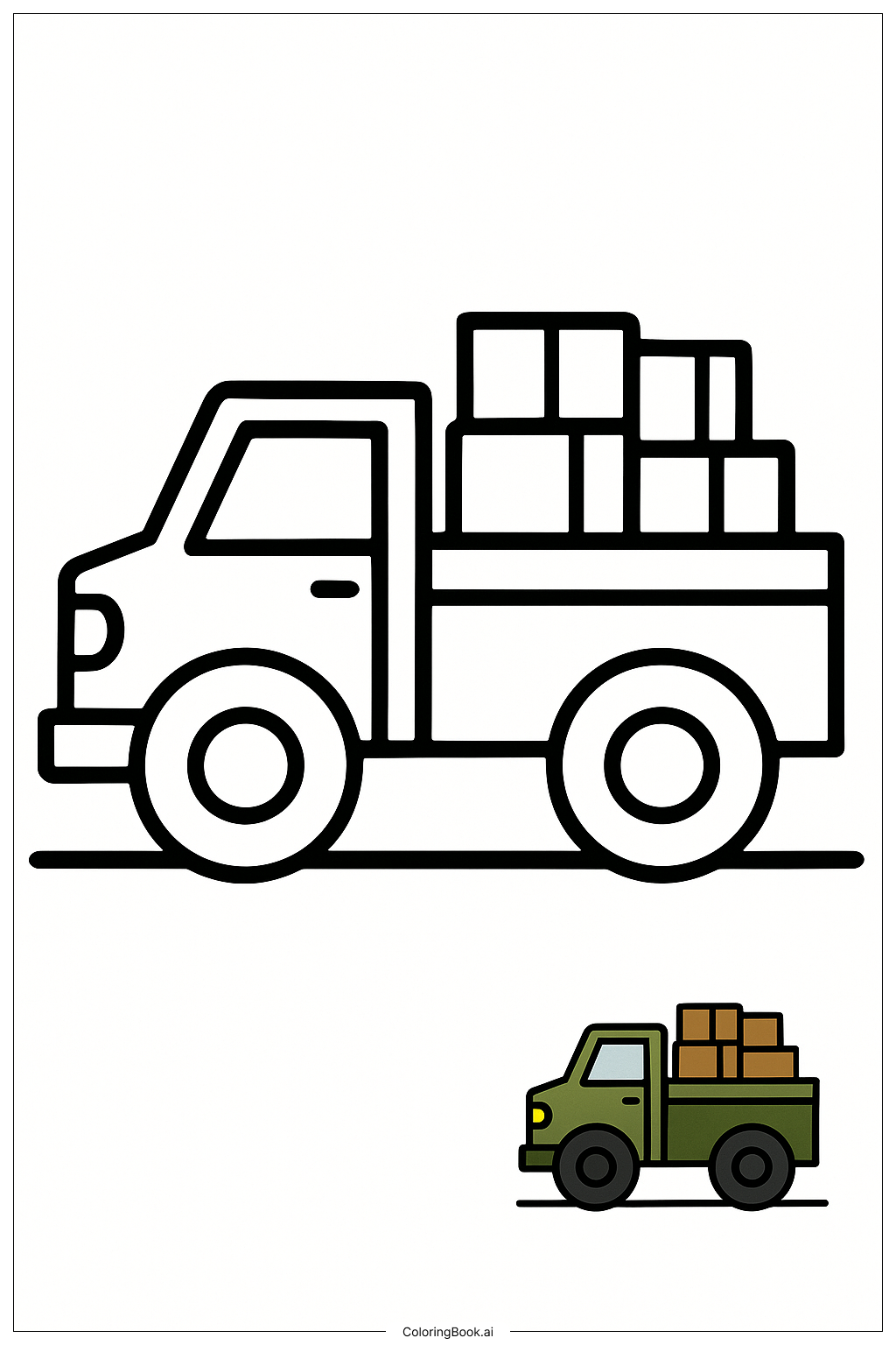  Page de coloriage Army Truck Transporting Supplies 