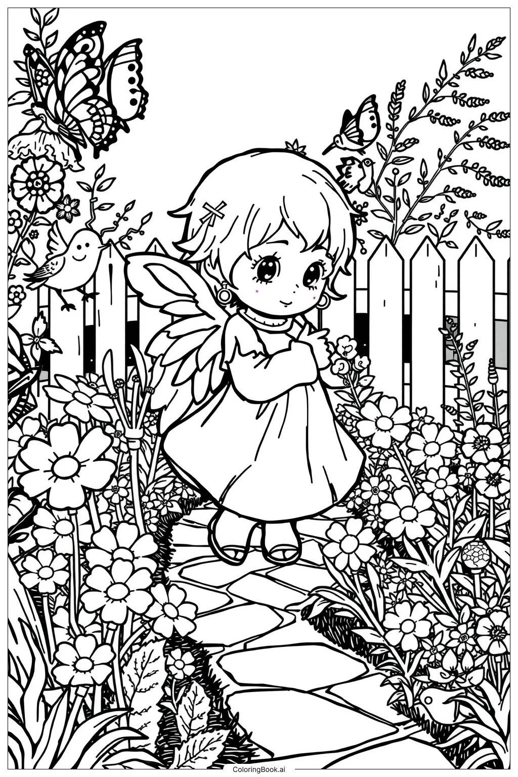  Precious Moments Angel Garden-2 Coloring Page 