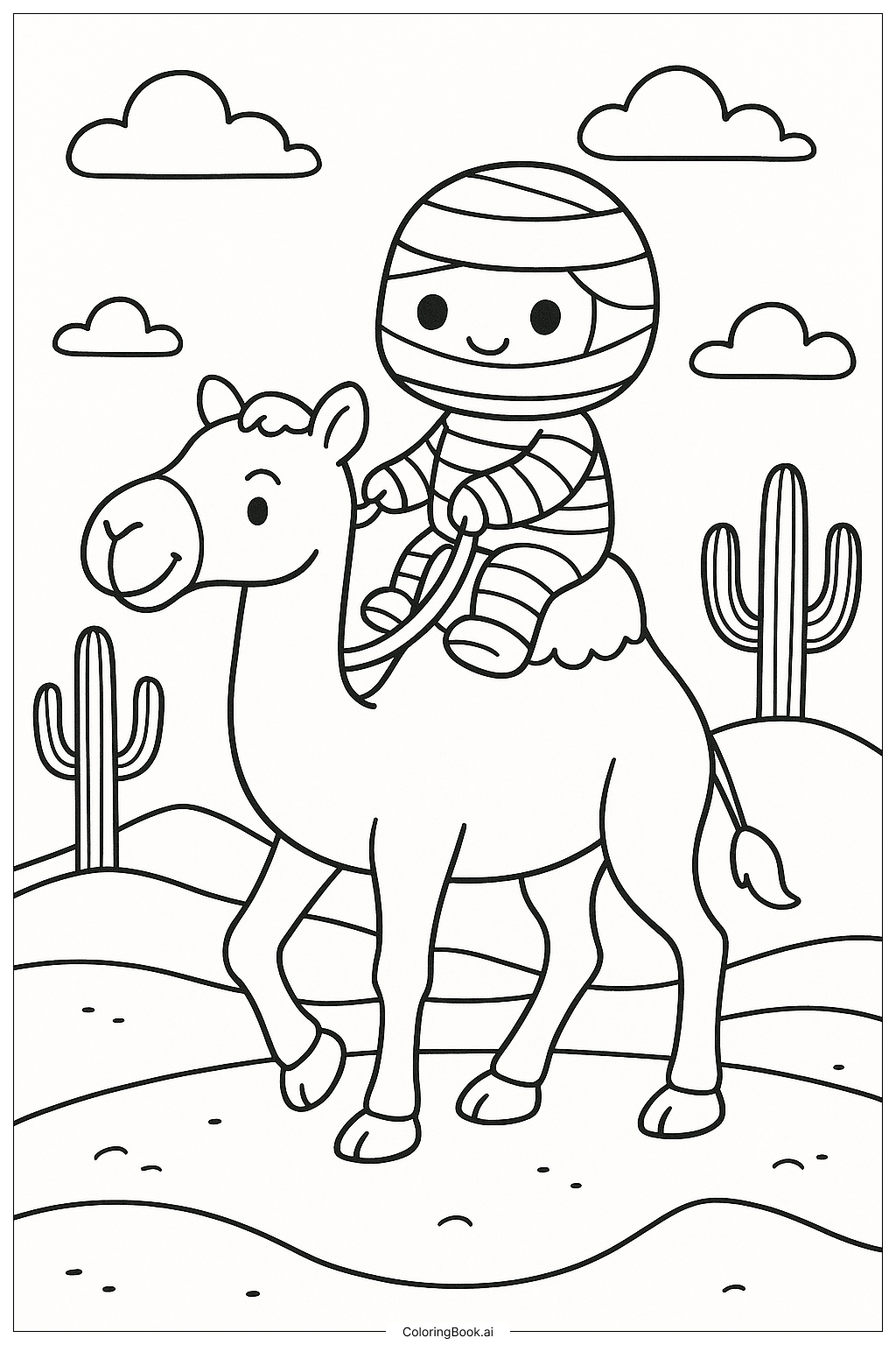  Mummy Riding A Camel Coloring Page 