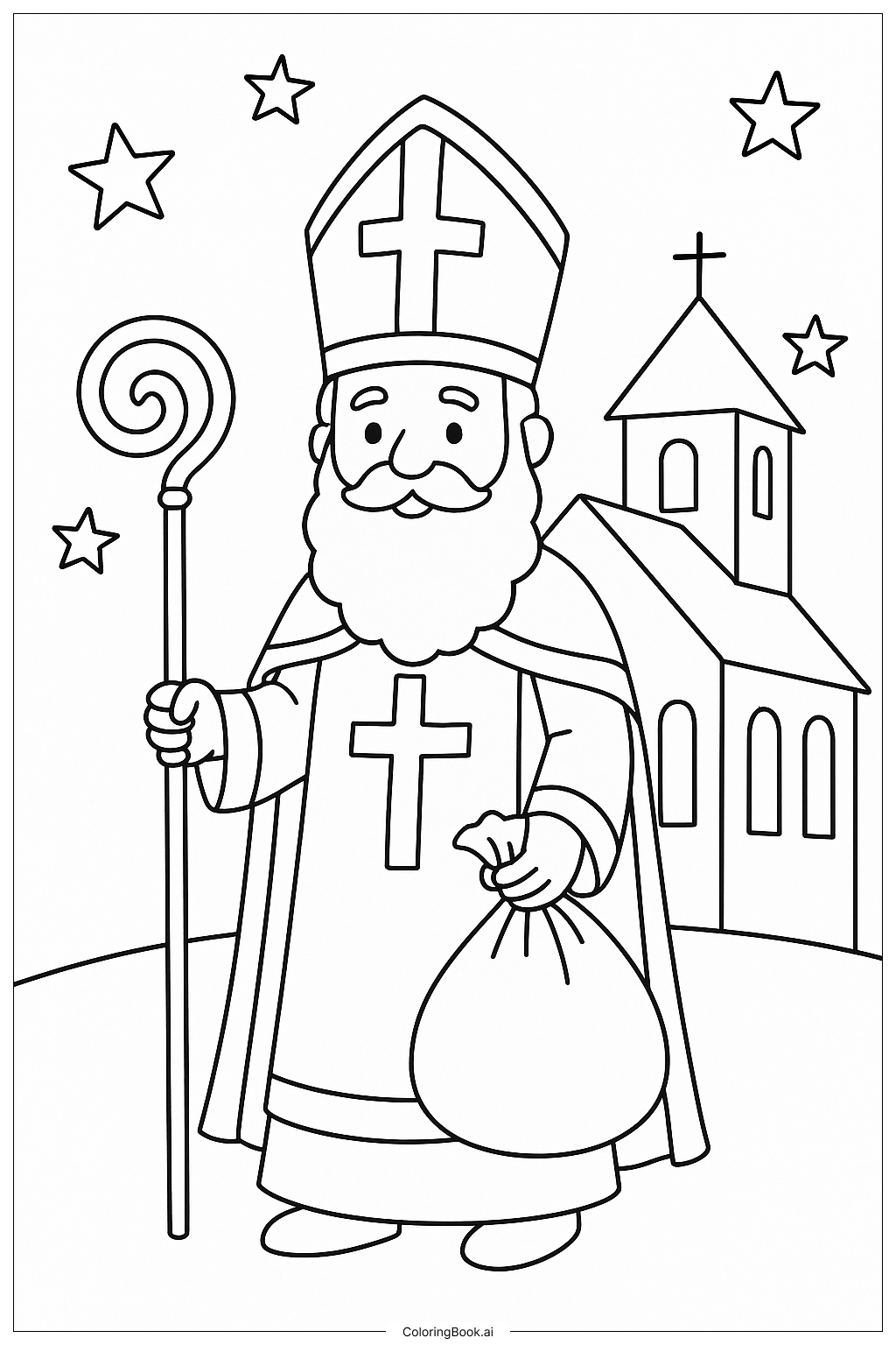 십자가를 든 성 니콜라스 색칠공부 페이지