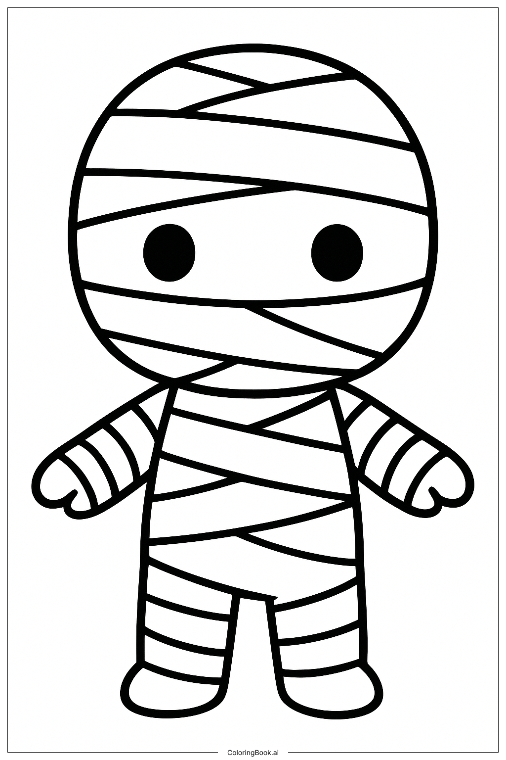  Chibi Mummy Character Coloring Page 