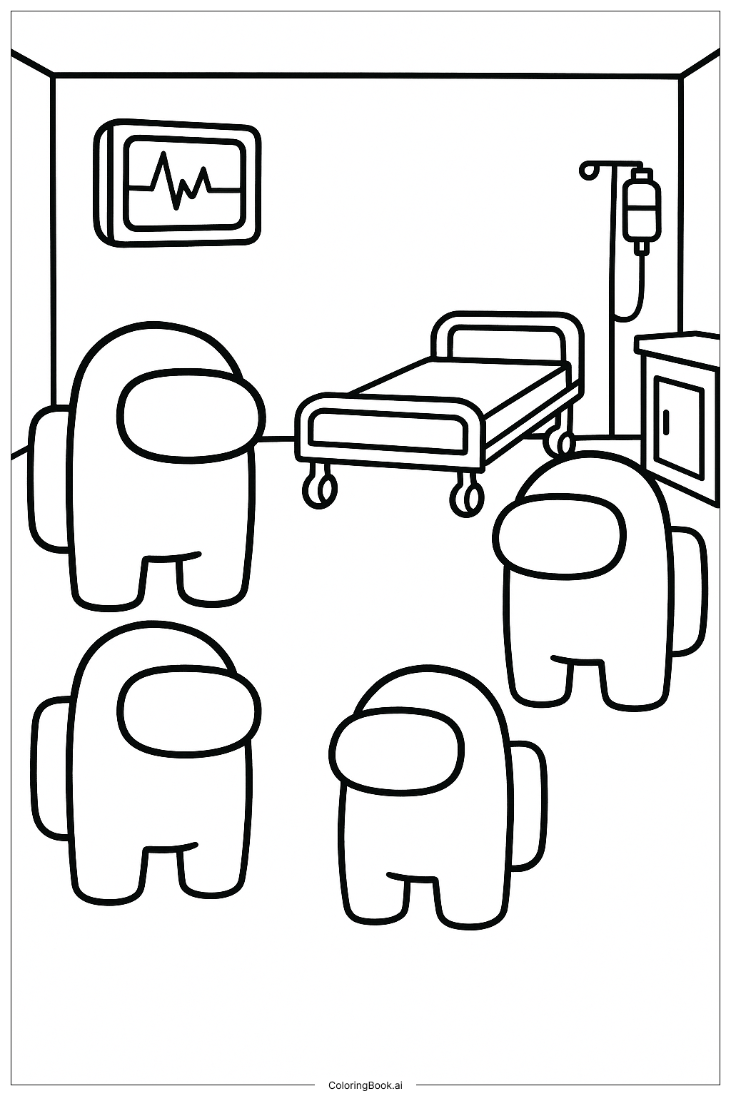  Among Us Crewmates In The Medbay Coloring Page 
