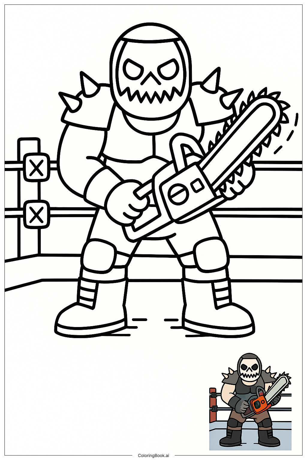 Página para colorear de El Demonio Con Motocierra