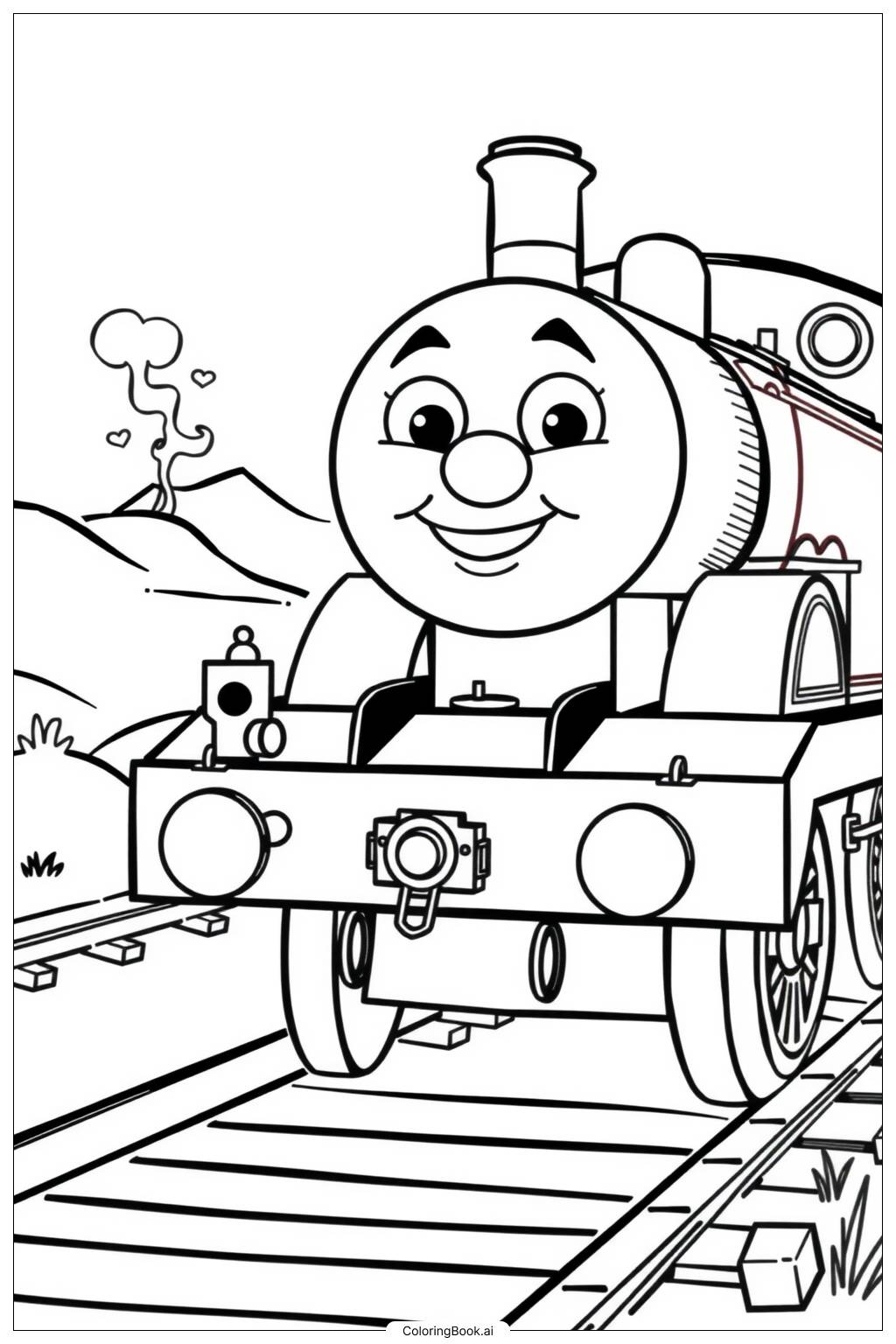  Página para colorir de thomas o trem sorridente 