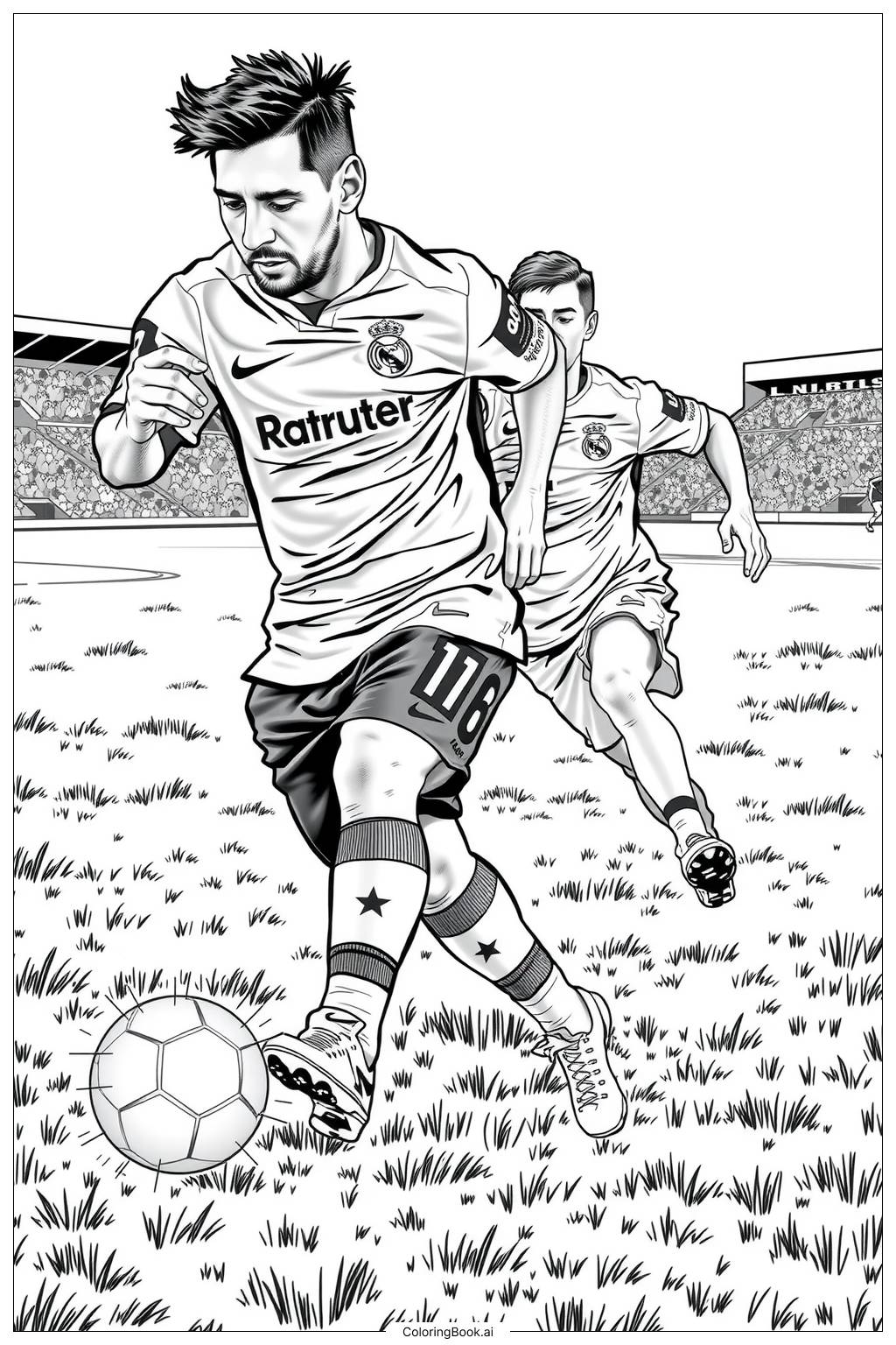  messi dribbling past defenders-2 Coloring Page 