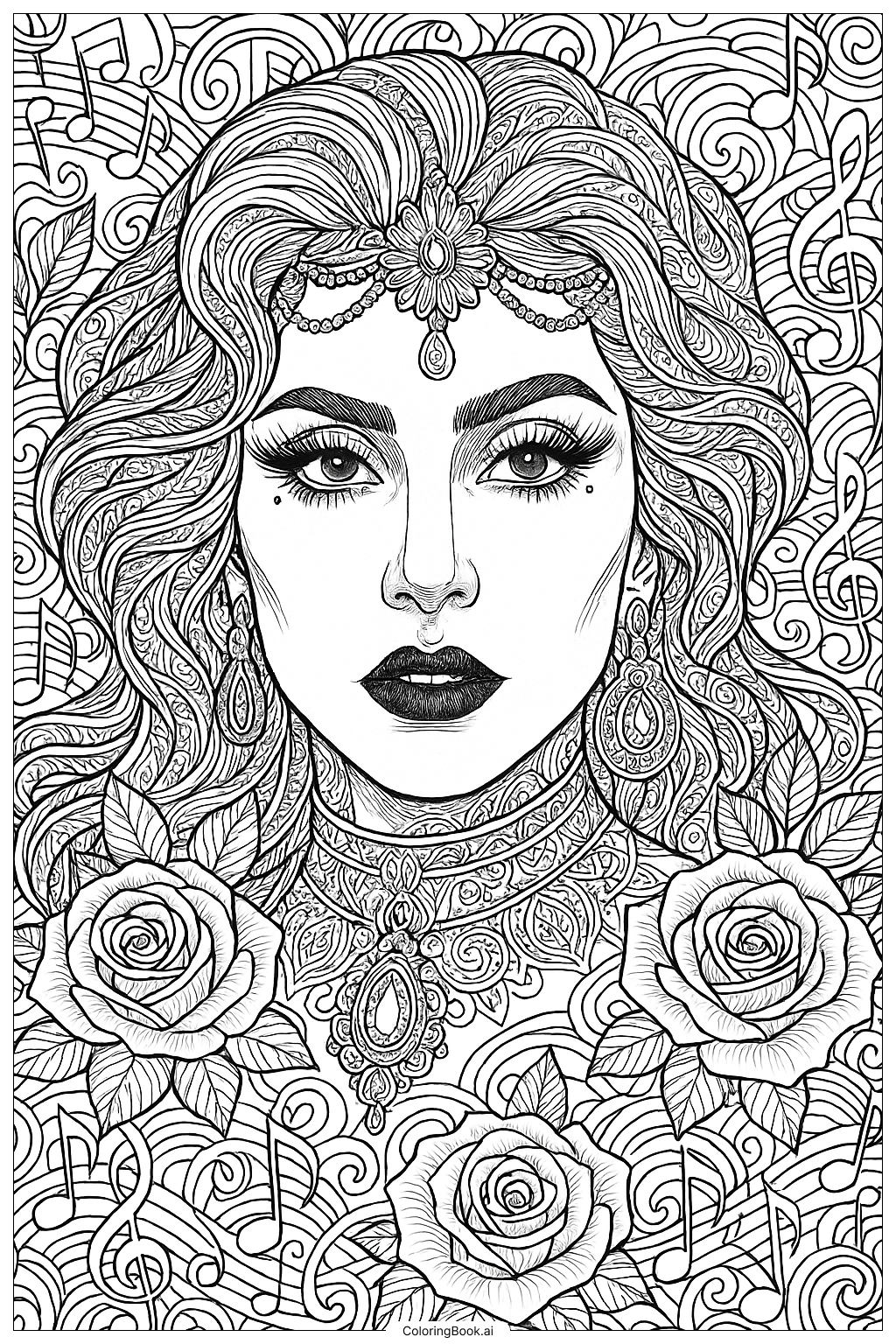  An Intricate Portrait Of Lady Gaga Coloring Page 