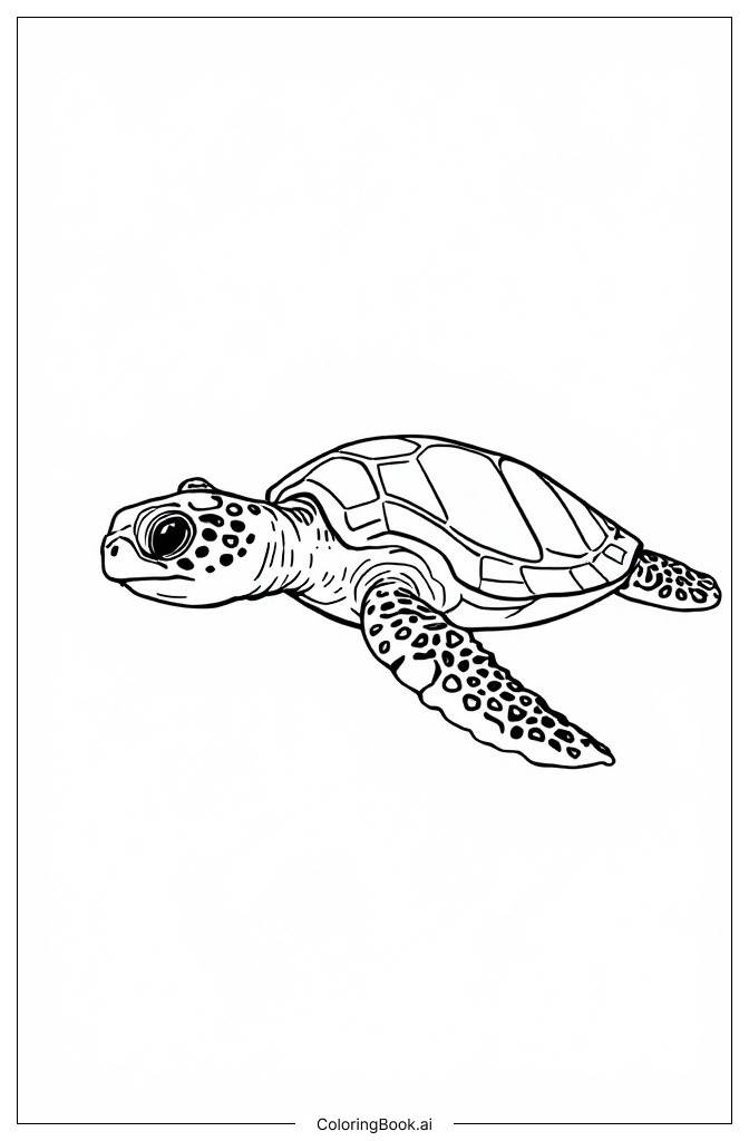  Baby Sea Turtle Swimming Coloring Page 