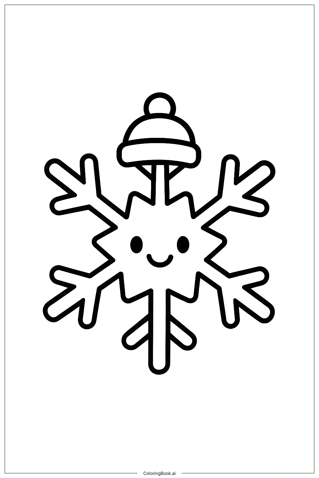  A Snowflake Wearing A Tiny Hat Coloring Page 