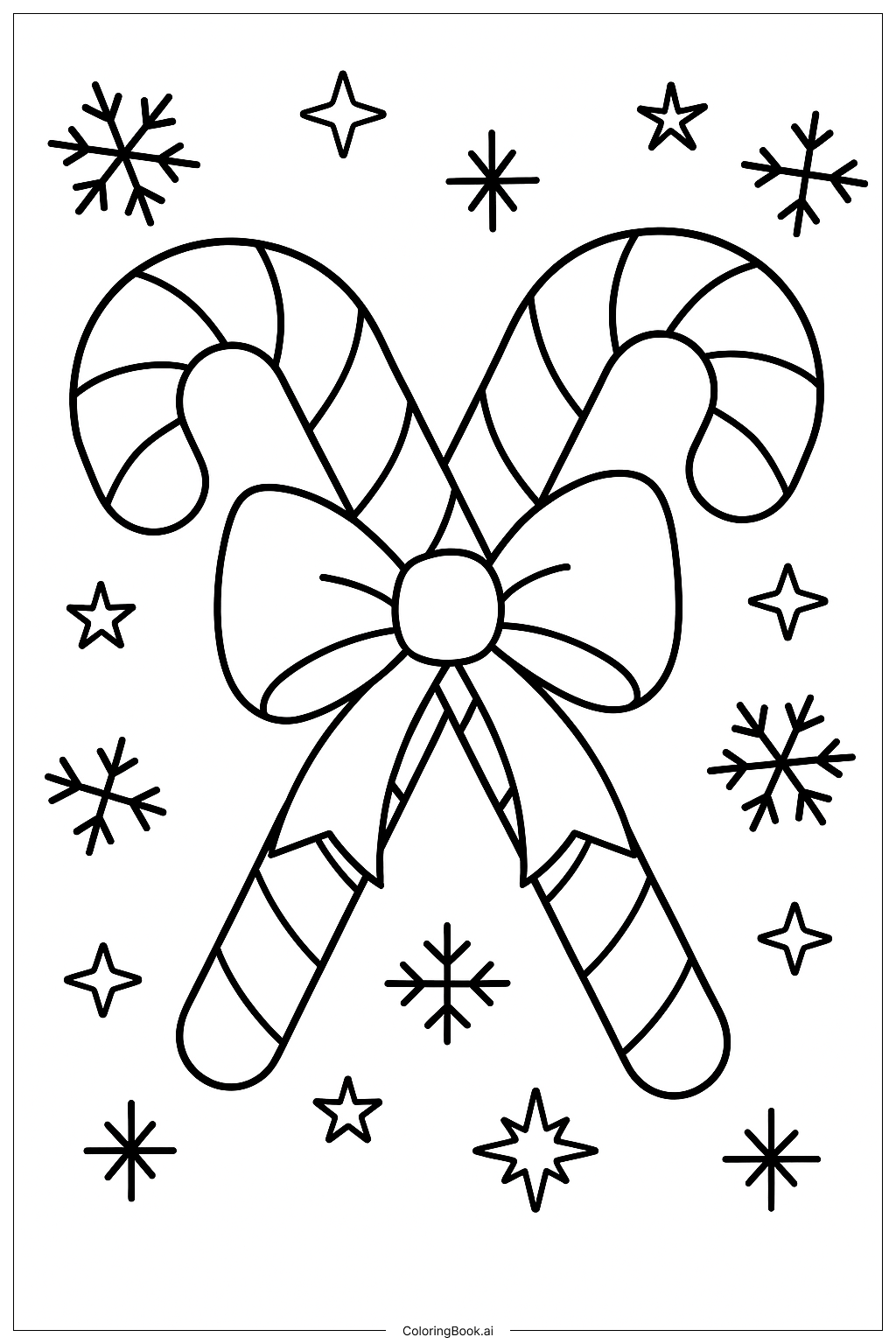  Candy Canes Tied With A Ribbon Coloring Page 