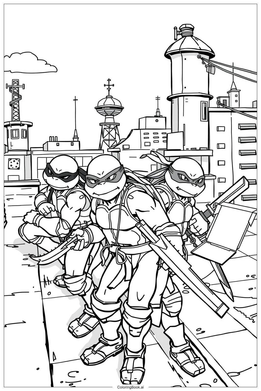  ninja turtles teaming up for adventure-2 Coloring Page 