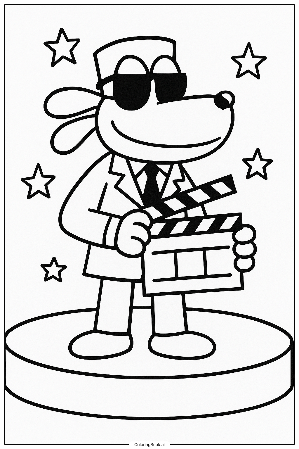 Dog Man As A Movie Star Coloring Page