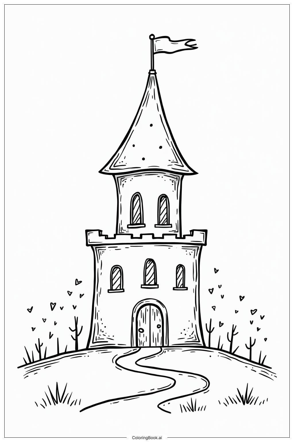  Page de coloriage Tour du Château de la Princesse 