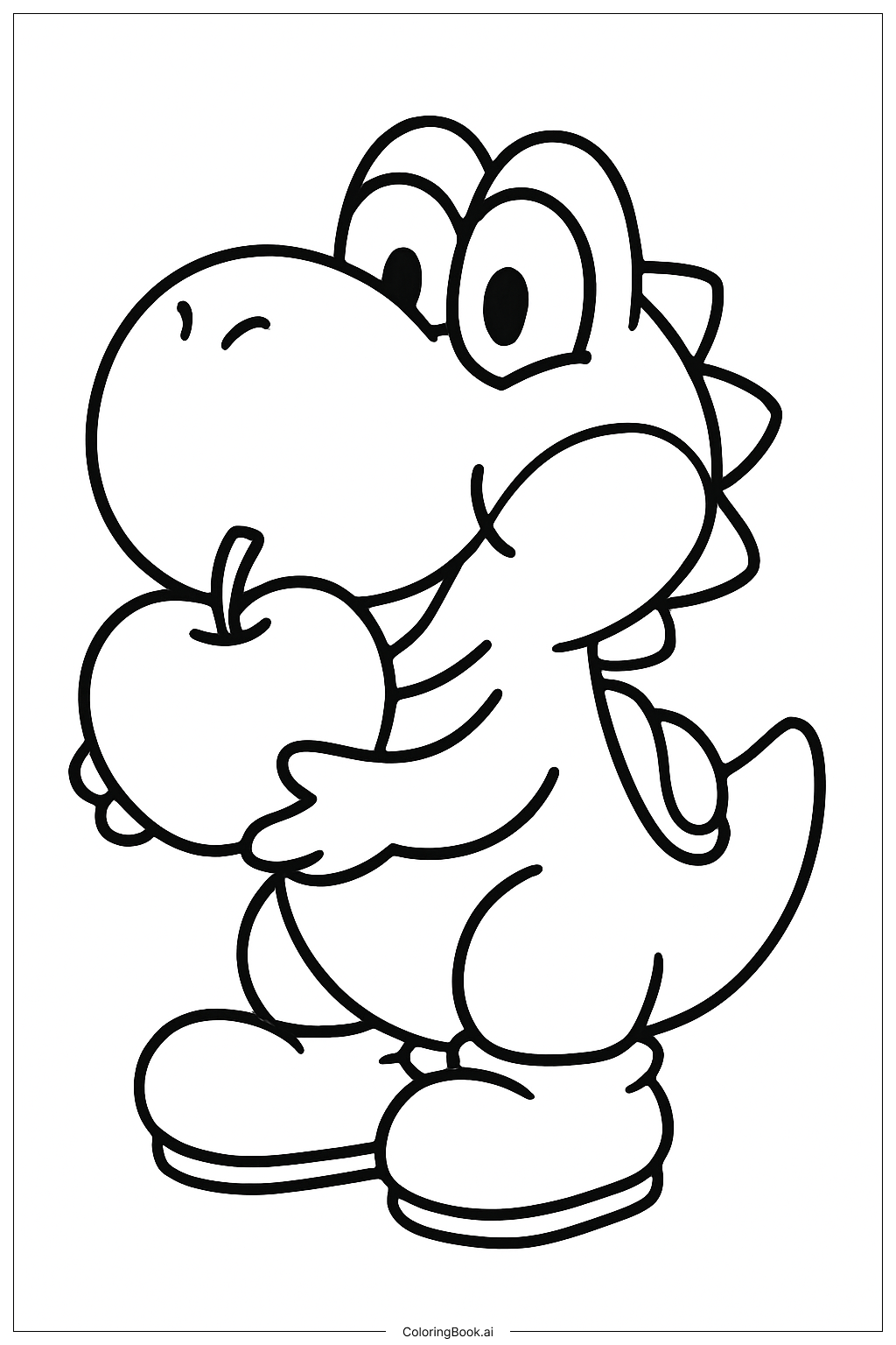  Yoshi Eating a Piece of Fruit Coloring Page 