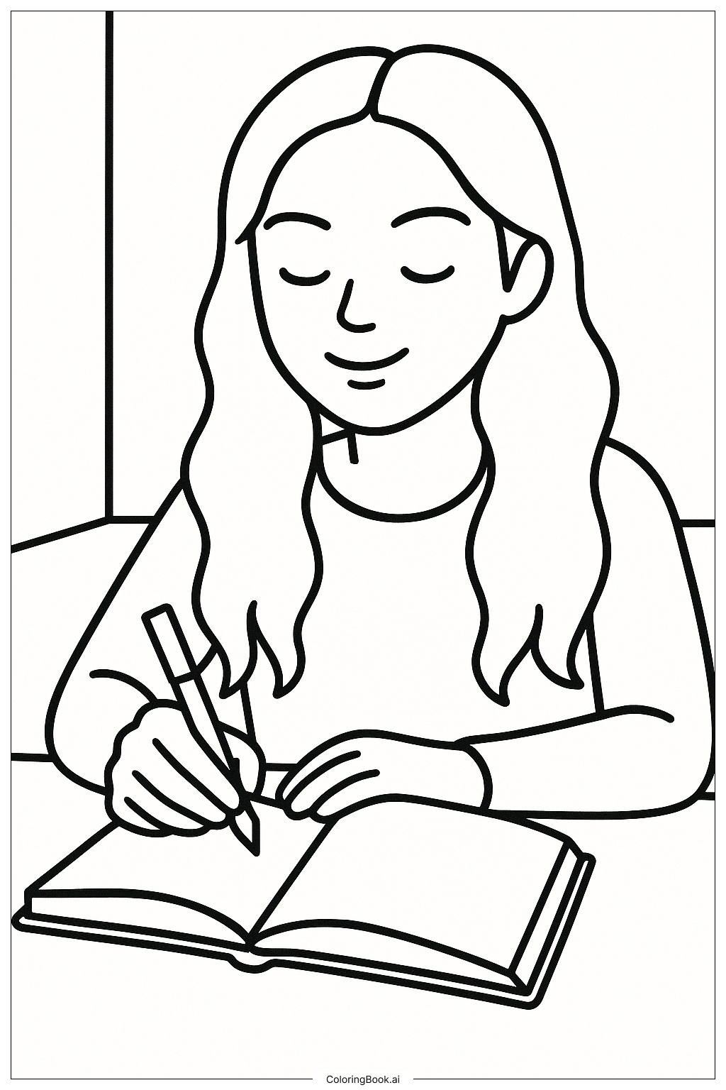  Olivia Rodrigo Writing In A Journal Coloring Page 