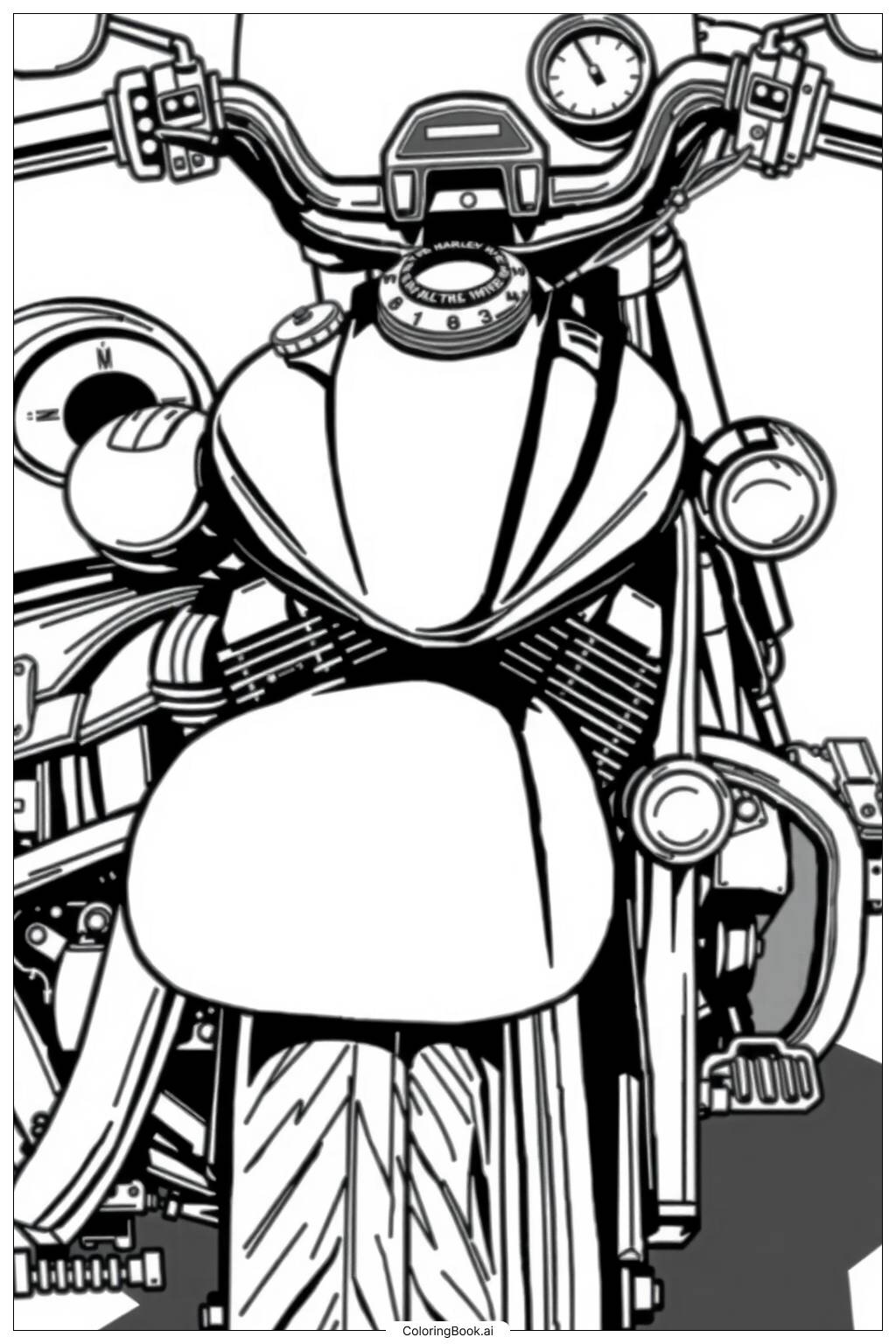  Página para colorear de Motocicleta Harley Davidson Clásica-2 