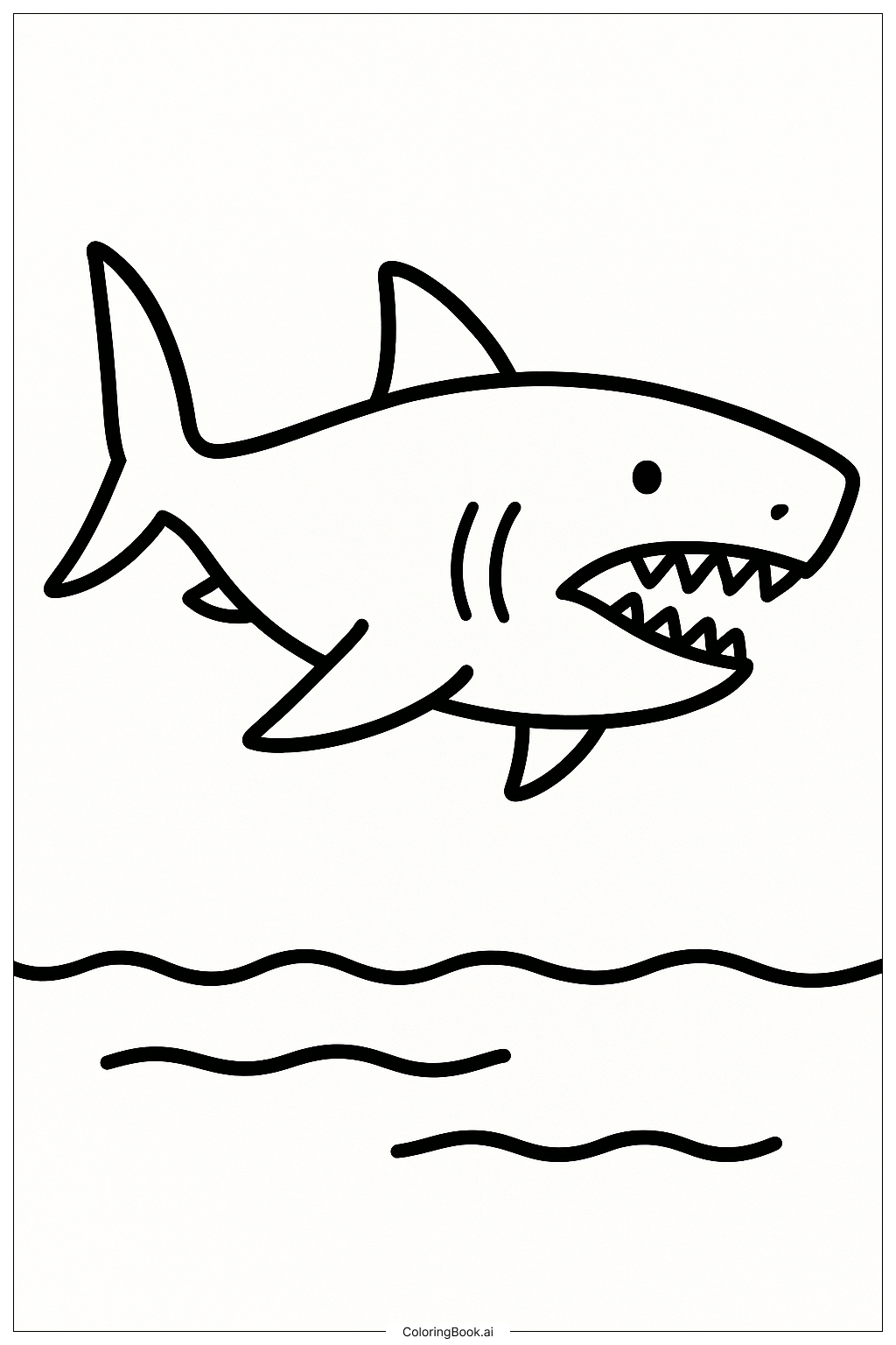  Megalodon in einem einfachen Meer Ausmalseite 