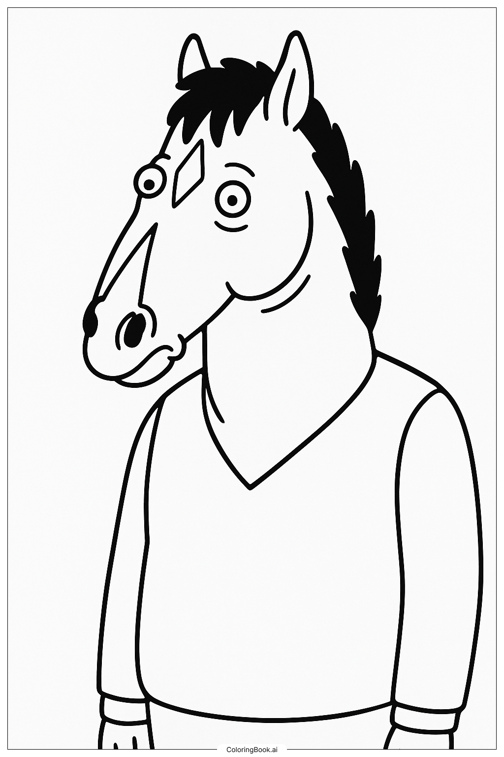  Page de coloriage Bojack Horseman en pull à col en V 
