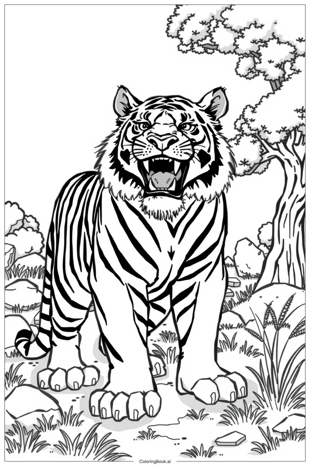  Page de coloriage Tigre à dents de sabre-2 